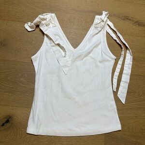 Elegant White tie bow tank Top